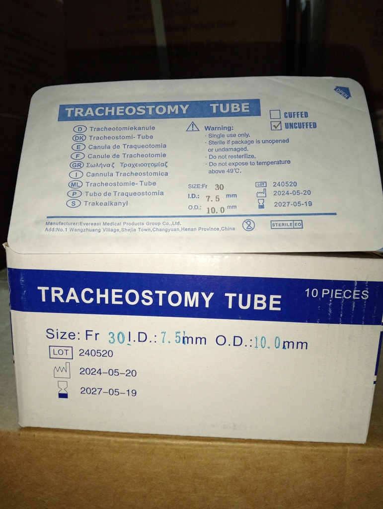 TRACHEOSTOMY TUBES CUFFED (ADULT) SIZE 7.5