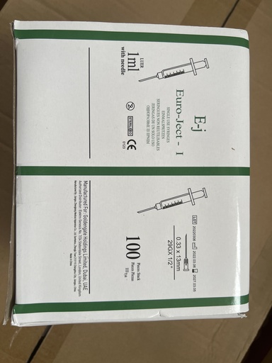  EURO-JECT Syringe 1cc With Needle G21