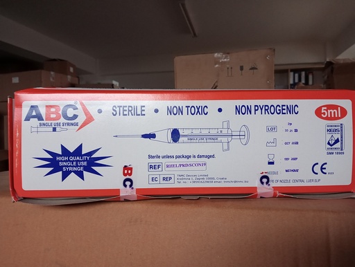 ABC -SYRINGE 5CC PCK of 100's Without needles-